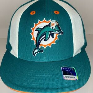 Miami Dolphins Reebok Fitted Hat Cap Teal White Orange NFL Logo Sz 7 7/8